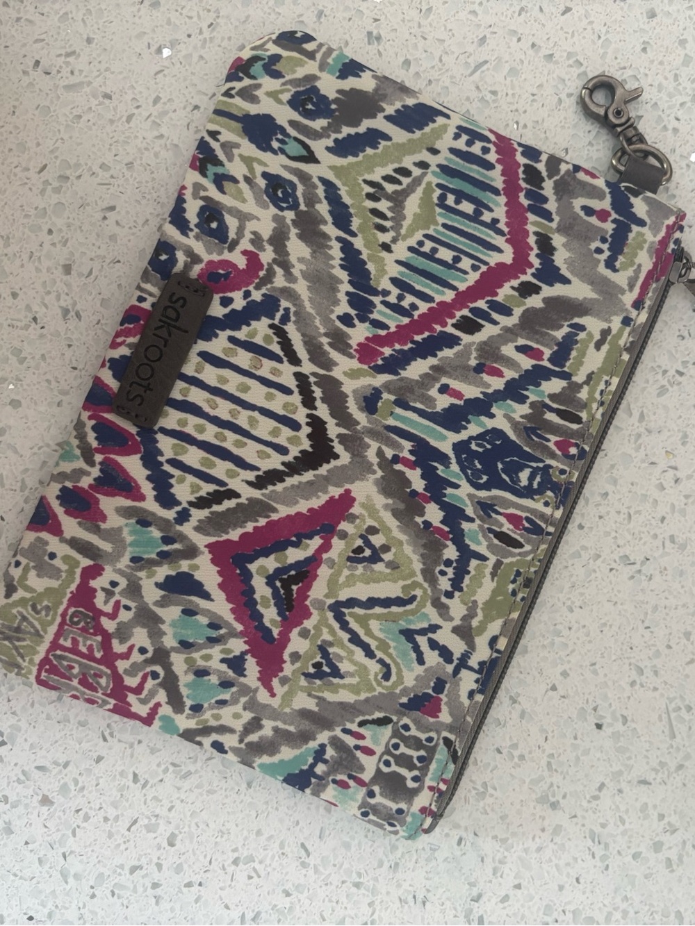 Sakroots Ikat Geometric Print Small Crossbody Wristlet Bag Pouch